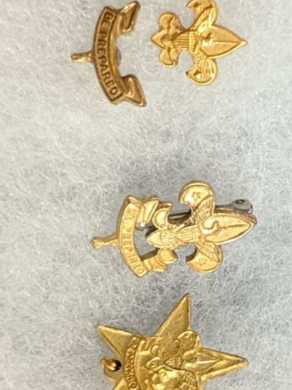 Vintage Boy Scouts of America BSA Gold-Tone Rank Pins Lot - First Class & Star S